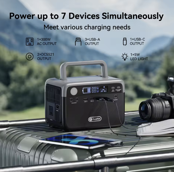Flashfish 300W Portable Power Station – 230Wh Emergency Backup & Solar Generator