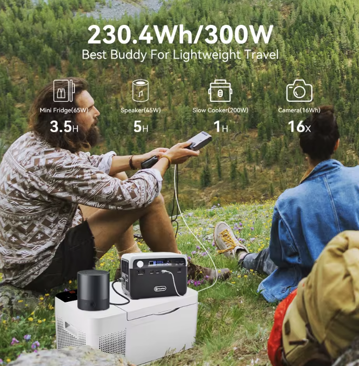Flashfish 300W Portable Power Station – 230Wh Emergency Backup & Solar Generator