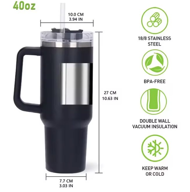 Luxury 40oz Stainless Steel Insulated Tumbler – Matte Finish Travel Cup